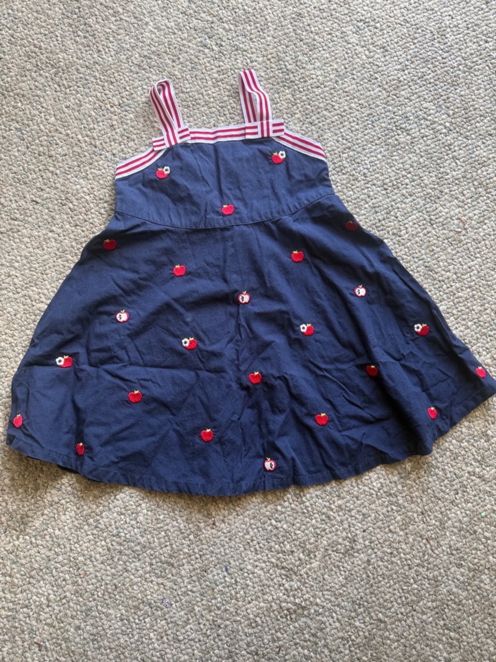 Gymboree Navy Dress with Red and White Striped Accents